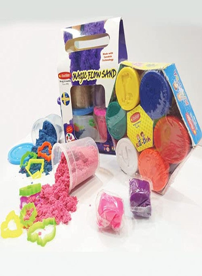 Rabbit Magic Flow Sand Gift Pack 500g + Kid Doh Happy Pack | Play Clay Set for Kids with Tools | Play Sand for Kid | Safe & Non Toxic | Clay Dough | Age 3+ - Image 5